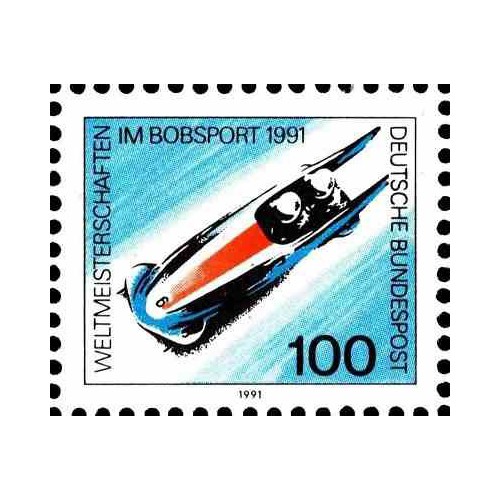 1 عدد تمبر مسابقات جهانی سورتمه سواری - جمهوری فدرال آلمان 1991 تمبر شیت