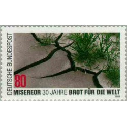 1 عدد تمبر 30مین سالگرد رسالت کلیسا " به جهان غذا بدهید" - جمهوری فدرال آلمان 1989