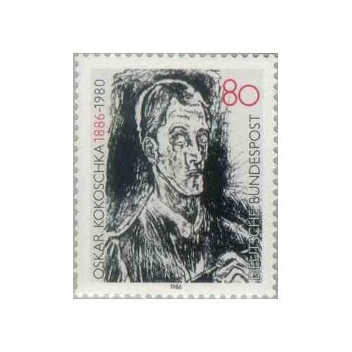 1 عدد تمبر صدمین سالگرد تولد اسکار کوکوشکا - نقاش و شاعر - جمهوری فدرال آلمان 1986