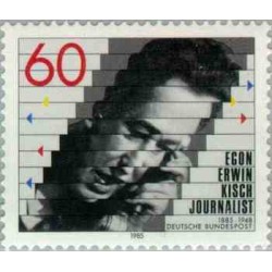 1 عدد تمبر صدمین سالگرد تولد اگون اروین کیش - ژورنالیست - جمهوری فدرال آلمان 1985