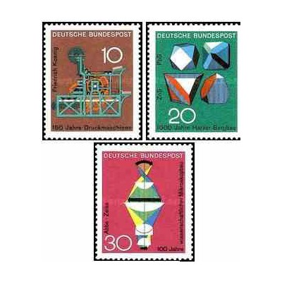 3 عدد تمبر علم و تکنیک - جمهوری فدرال آلمان 1968