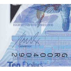 اسکناس پلیمر 10 دلار - تصویر ملکه الیزابت دوم - کارائیب شرقی 2019