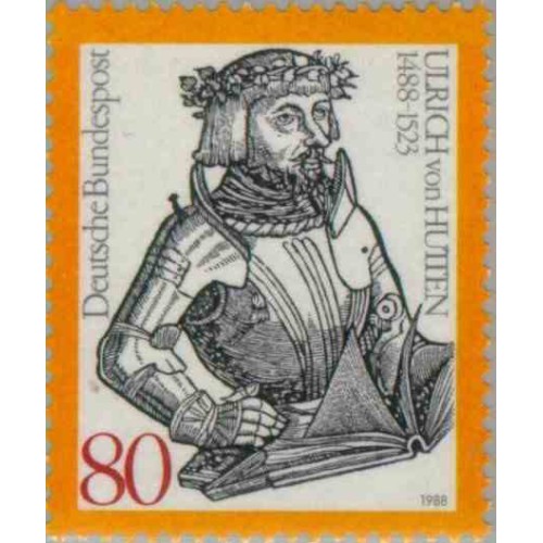 1 عدد تمبر پانصدمین سال تولد اولریچ فون هوتن - هیومنیست - جمهوری فدرال آلمان 1988