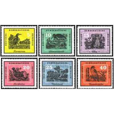 6 عدد تمبر پرندگان - جمهوری دموکراتیک آلمان 1959 قیمت 8.6 دلار