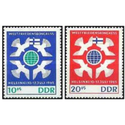 2 عدد تمبر کنگره صلح جهانی - جمهوری دموکراتیک آلمان 1965
