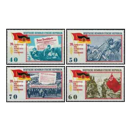 4 عدد تمبر بیستمین سالگرد آزادی - جمهوری دموکراتیک آلمان 1965 قیمت 4.2 دلار