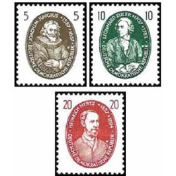 3 عدد تمبر دانشمندان مشهور - اویلر . هرتز و جانگیوس - جمهوری دموکراتیک آلمان 1957