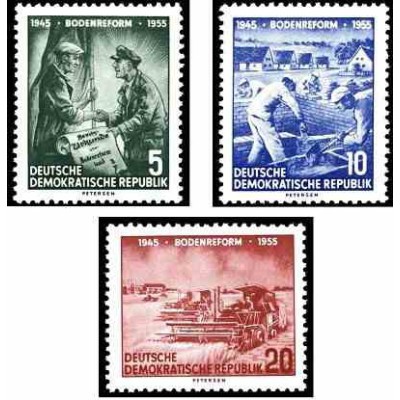 3 عدد تمبر اصلاحات ارضی - جمهوری دموکراتیک آلمان 1955 قیمت 8.3 دلار