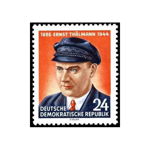 1 عدد تمبر دهمین سال فوت ارنست تالمن - رهبر حزب کمونیست آلمان  - جمهوری دموکراتیک آلمان 1954