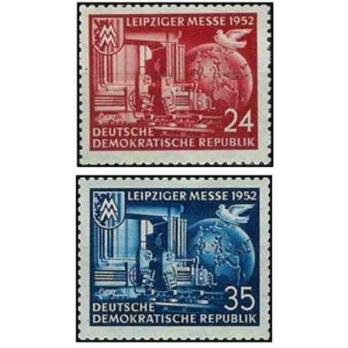 2 عدد تمبر نمایشگاه لایپزیک - جمهوری دموکراتیک آلمان 1952 با شارنیه - قیمت 5.5 دلار