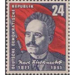 1 عدد تمبر کارل لیبنشت - سوسیالیست - جمهوری دموکراتیک آلمان 1951 با شارنیه - قیمت 8.8 دلار