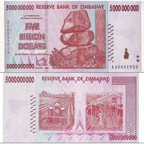 اسکناس پنج میلیارد دلاری - 5.000.000.000 دلاری - زیمباوه 2008