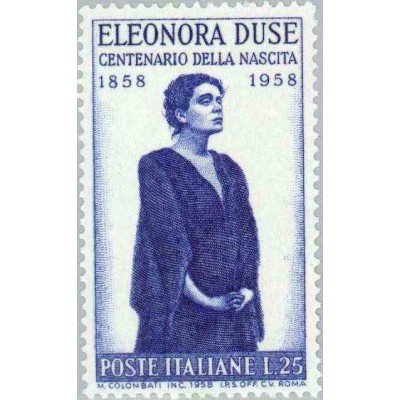 1 عدد تمبر صدمین سالگرد تولد النورا دوسه - هنرپیشه - ایتالیا 1958