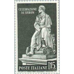 1 عدد تمبر پرده برداری از مجسمه لرد بایرن - شاعر و سیاستمدار - ایتالیا 1959