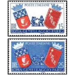 2 عدد تمبر روابط فرهنگی بین ایتالیا و فرانسه - ایتالیا 1959