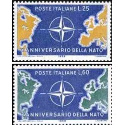2 عدد تمبر دهمین سالگرد تشکیل ناتو - ایتالیا 1959