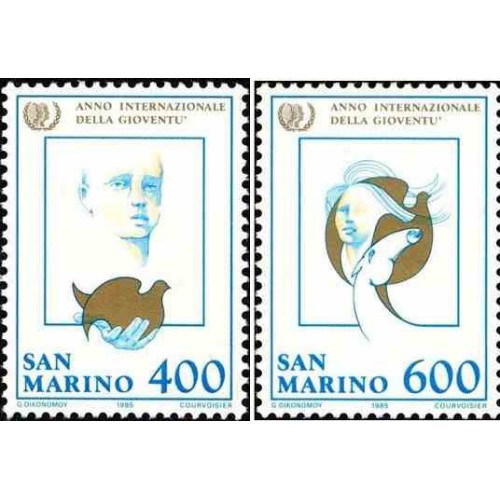 2 عدد تمبر سال بین المللی جوانان - سان مارینو 1985