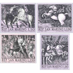 4 عدد تمبر تابلو نقاشی اثر پائولو اوسلو - سان مارینو 1968