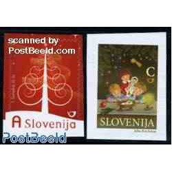 2 عدد تمبر کریستمس - سال جدید - خود چسب - اسلوونی 2009