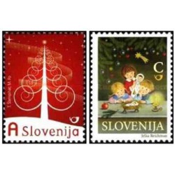 2 عدد تمبر کریستمس - سال جدید - اسلوونی 2009