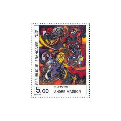 1 عدد  تمبر تابلو نقاشی اثر ماسون - فرانسه 1984