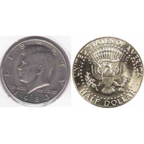 سکه نیم دلاری - نیکل مس - آمریکا 1983 غیربانکی