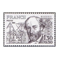 1 عدد  تمبر صدمین سالگرد مرگ ویولت لو دوک - معمار - فرانسه 1980