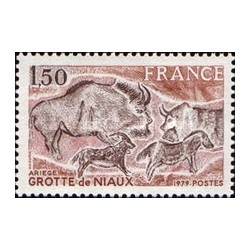 1 عدد  تمبر نقاشیهای غار Niaux - فرانسه 1979