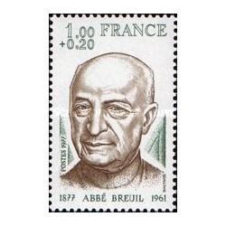 1 عدد  تمبر صدمین سالگرد تولد هانری برویل - مورخ -  فرانسه 1977
