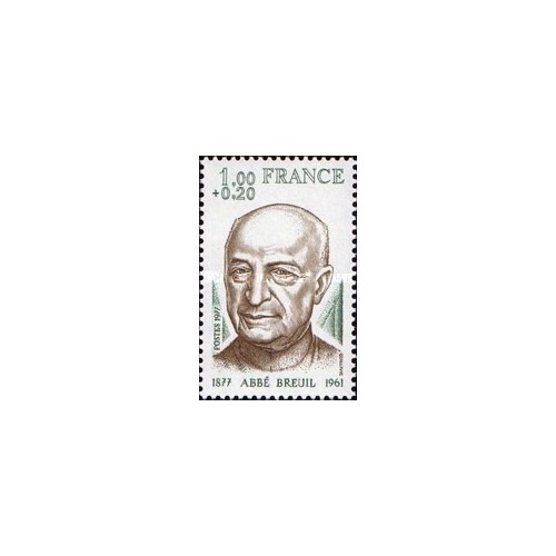 1 عدد  تمبر صدمین سالگرد تولد هانری برویل - مورخ -  فرانسه 1977