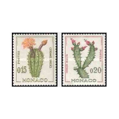 2 عدد تمبر حیاط دریائی و گیاهان - کاکتوس - موناکو 1960