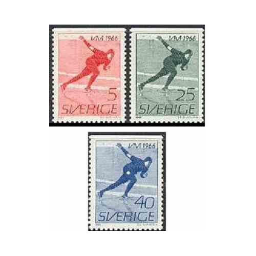 3 عدد تمبر قهرمانی اسکیت جهان - سوئد 1966