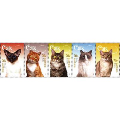 5عدد تمبر گربه ها - B - استرالیا 2005 ارزش روی شیت 3.5 دلار استرالیا