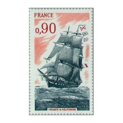 1 عدد  تمبر کشتی های بادبانی فرانسوی -  فرانسه 1975