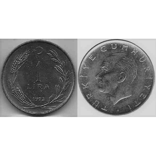 سکه 1 لیر - آلیاژ Acmonital- ترکیه 1973 غیر بانکی