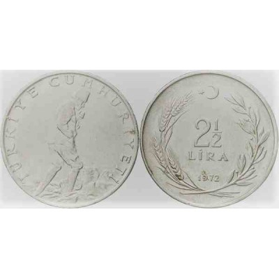سکه 1 لیر - آلیاژ Acmonital- ترکیه 1972 غیر بانکی