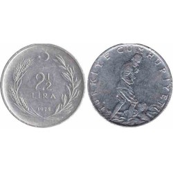 سکه 2.5 لیر - ترکیه 1973 غیر بانکی
