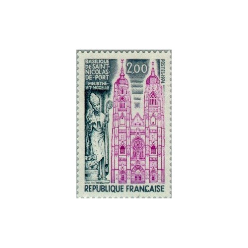 1 عدد تمبر کلیسای سنت نیکلاس دو پورت-  فرانسه 1974