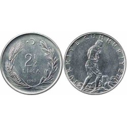 سکه 2.5 لیر - ترکیه 1964 غیر بانکی