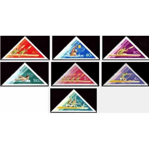 7 عدد تمبر مسابقات جهانی ورزشهای آبی - تمبر مثلثی - مجارستان 1973