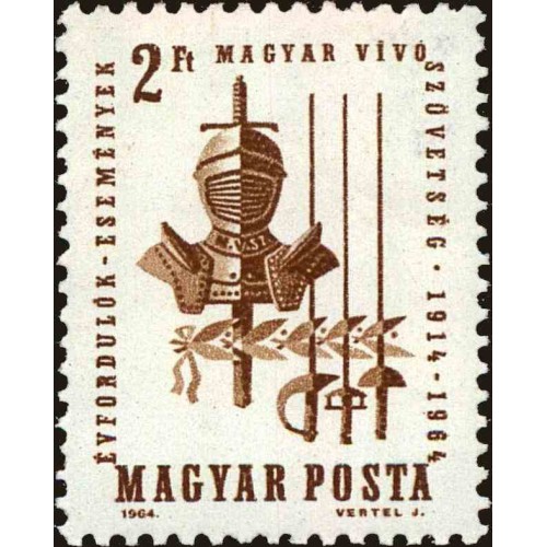 1 عدد تمبر پنجاهمین سالگرد انجمن شمشیربازی مجارستان - مجارستان 1964 1 عدد تمبر پنجاهمین سالگرد انجمن شمشیربازی مجارستان - مجارستان 1964