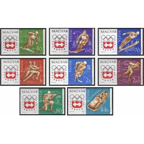8 عدد تمبر بازیهای المپیک زمستانی اینزبروک اتریش 1964- مجارستان 1963 قیمت 5.3 دلار