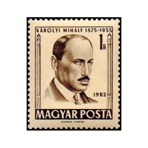 1 عدد تمبر یادبود میهالی کارولی - سیاستمدار - مجارستان 1962