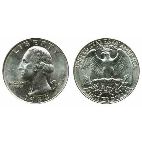 سکه 25 سنت - کوارتر - نیکل مس - تصویر جرج واشنگتن - آمریکا 1988 غیر بانکی