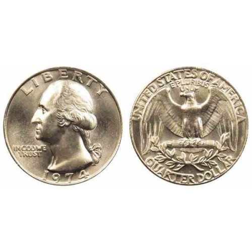 سکه 25 سنت - کوارتر - نیکل مس - تصویر جرج واشنگتن - آمریکا 1974 غیر بانکی