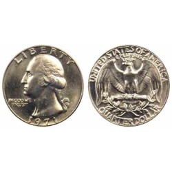 سکه 25 سنت - کوارتر - نیکل مس - تصویر جرج واشنگتن - آمریکا 1971 غیر بانکی