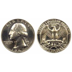سکه 25 سنت - کوارتر - نیکل مس - تصویر جرج واشنگتن - آمریکا 1967 غیر بانکی