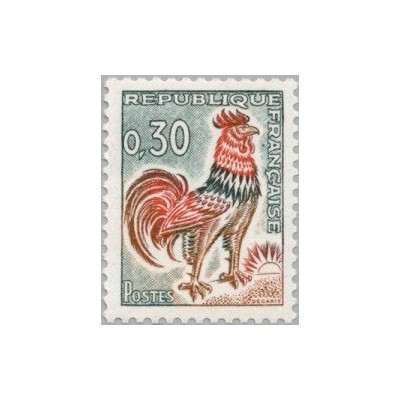 1 عدد تمبر سری پستی- خروس گالی -  فرانسه 1965