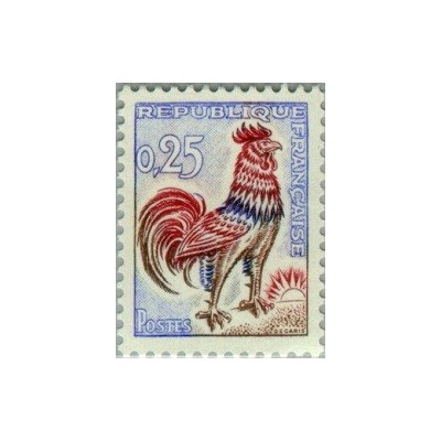 1 عدد تمبرسری پستی - خروس گالی-  فرانسه 1962