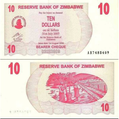اسکناس 10 دلار - زیمباوه 2007